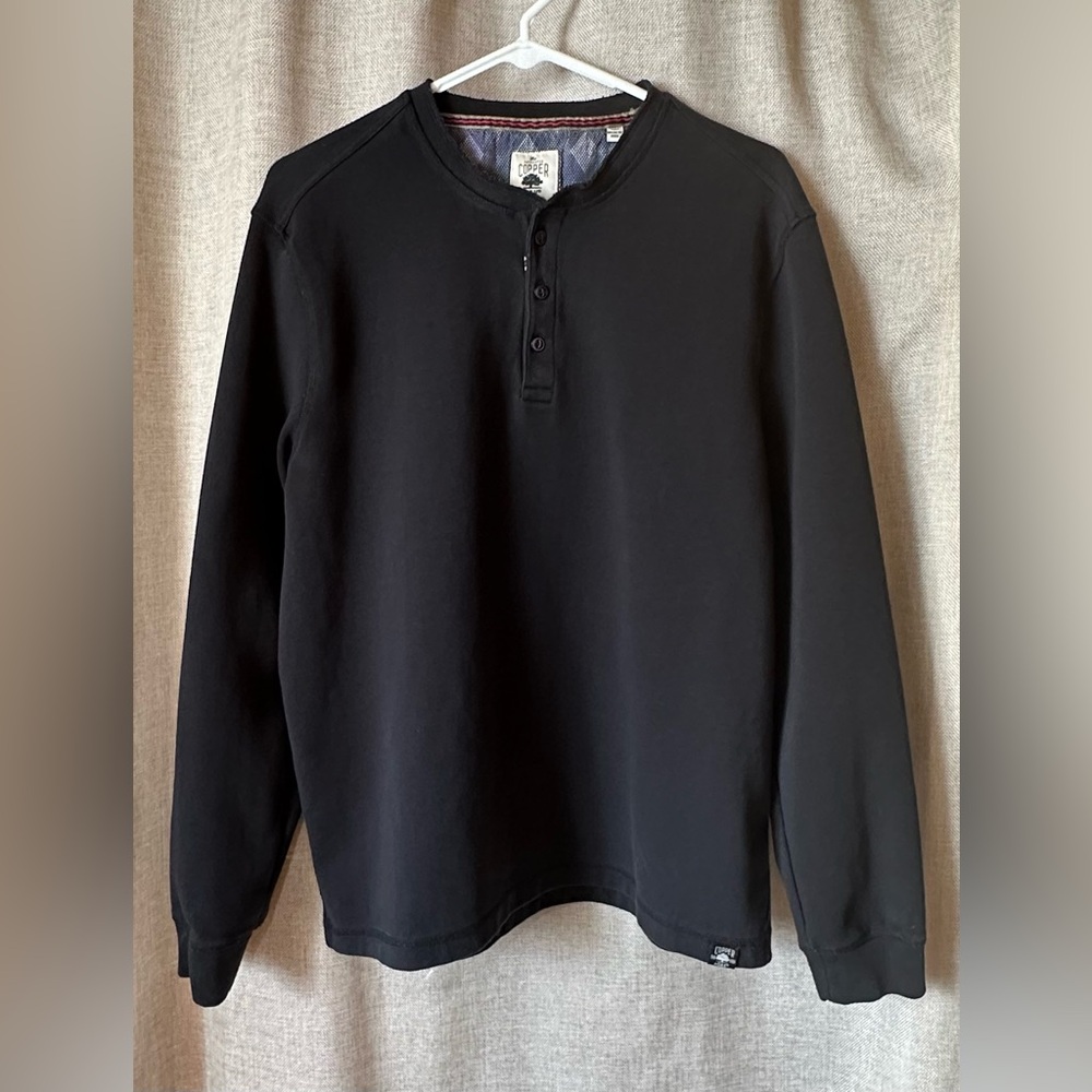 Copper & Oak•Men’s crewneck sweatshirt•long-sleeve henley•size large•black